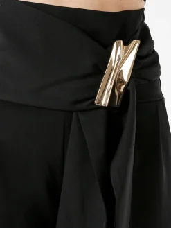 Solada Pantaloni eleganti da donna a vita alta con dettaglio - nero