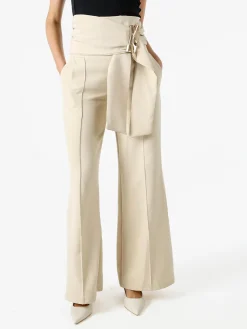 Solada Pantaloni eleganti da donna a vita alta con dettaglio - beige