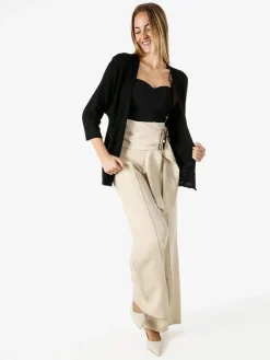 Solada Pantaloni eleganti da donna a vita alta con dettaglio - beige