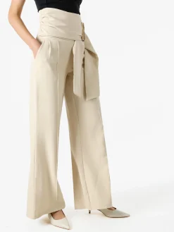 Solada Pantaloni eleganti da donna a vita alta con dettaglio - beige