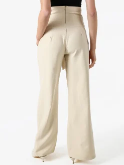 Solada Pantaloni eleganti da donna a vita alta con dettaglio - beige