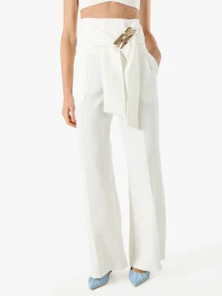 Solada Pantaloni eleganti da donna a vita alta con dettaglio - bianco