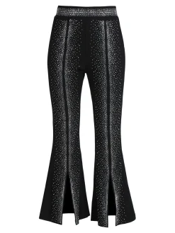 Solada Pantaloni eleganti da donna con strass e finale a zampa con spacco