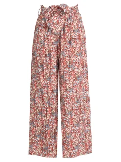 Solada Pantaloni leggeri donna a fiori con cintura