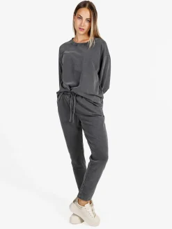 Solada Pantaloni sportivi da donna in cotone con coulisse - grigio scuro