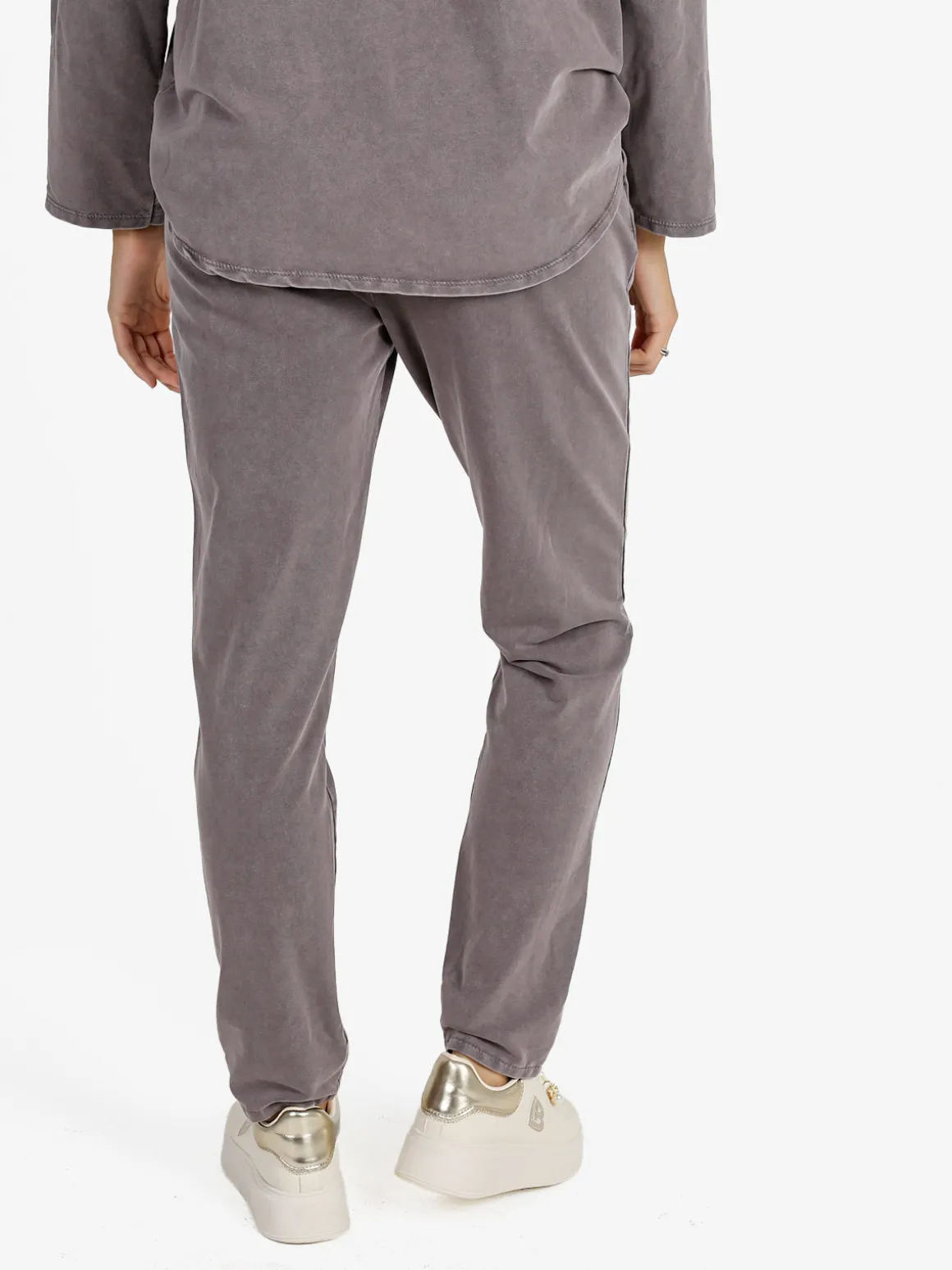 Solada Pantaloni sportivi da donna in cotone con coulisse - taupe