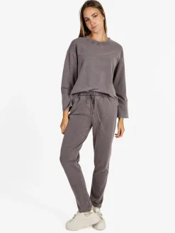 Solada Pantaloni sportivi da donna in cotone con coulisse - taupe