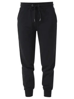 Solada Pantaloni tuta da donna in cotone con coulisse e polsini - nero