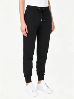 Solada Pantaloni tuta da donna in cotone con coulisse e polsini - nero