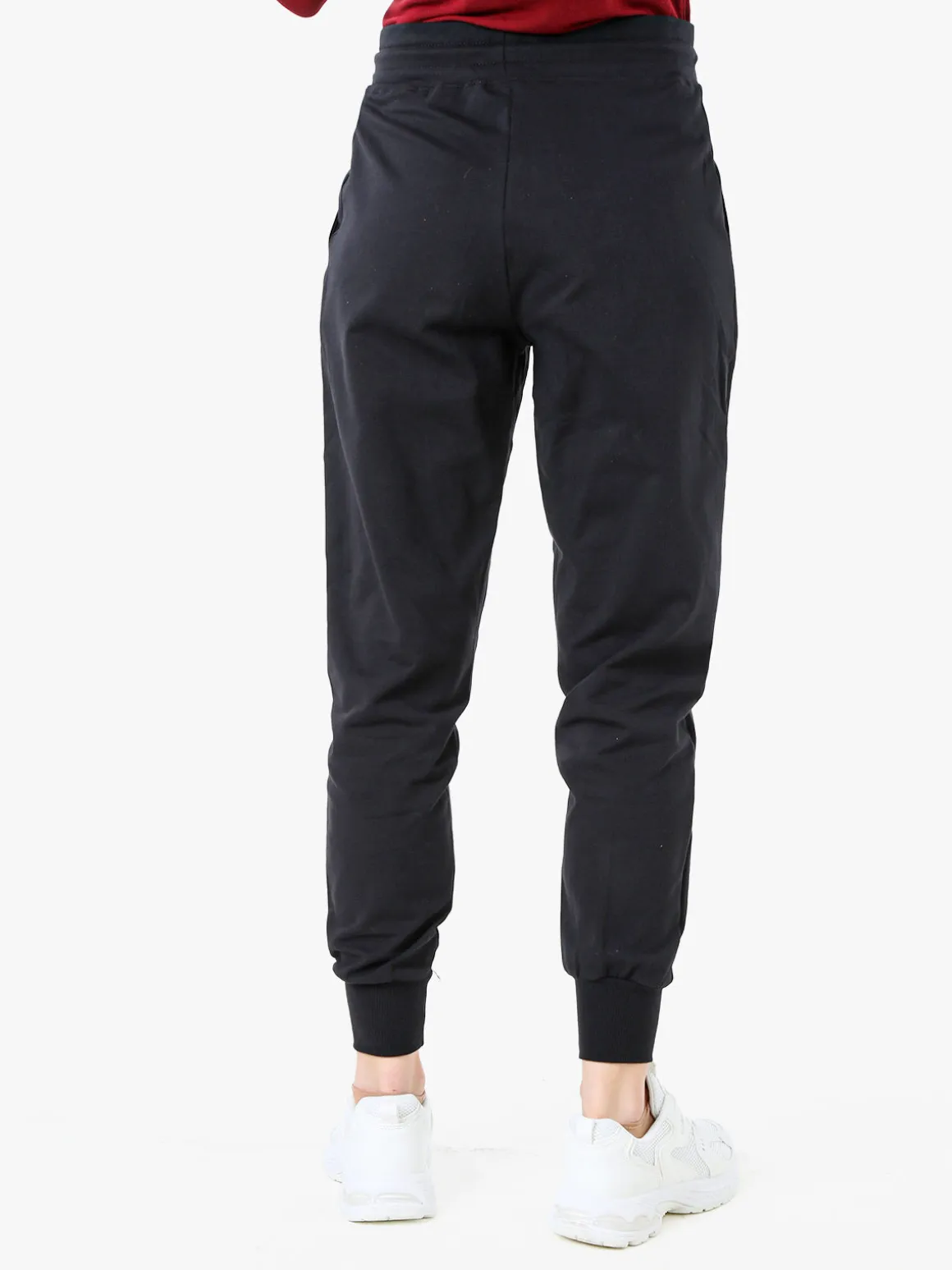 Solada Pantaloni tuta da donna in cotone con coulisse e polsini - nero