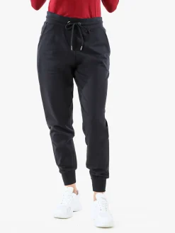 Solada Pantaloni tuta da donna in cotone con coulisse e polsini - nero