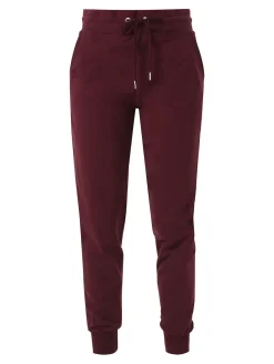 Solada Pantaloni tuta da donna in cotone con coulisse e polsini - bordeaux
