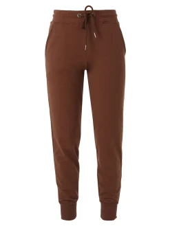 Solada Pantaloni tuta da donna in cotone con coulisse e polsini - marrone
