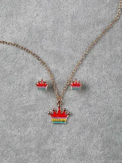 Solada Parure bimba collana e orecchini corona