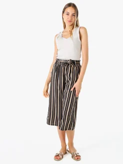 Solada Pinocchietti donna estivi con stampa a righe verticali - nero