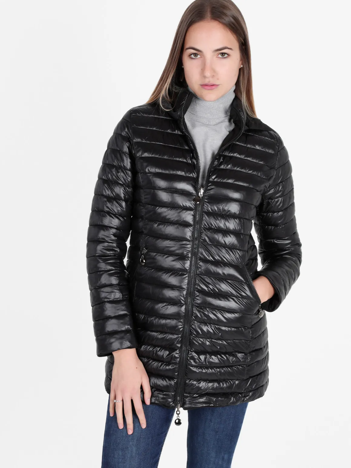 Solada Piumino donna lungo reversibile con cappuccio
