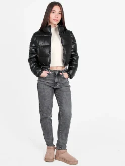 Solada Piumino puffer cropped da donna in ecopelle