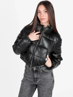 Solada Piumino puffer cropped da donna in ecopelle