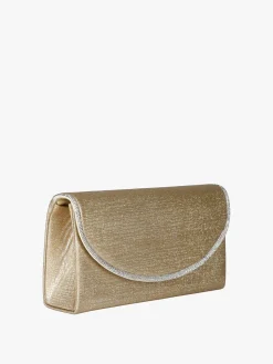 Solada Pochette donna glitter con profilo di strass - oro
