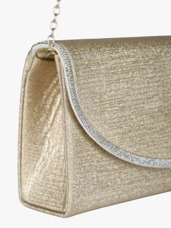 Solada Pochette donna glitter con profilo di strass - oro