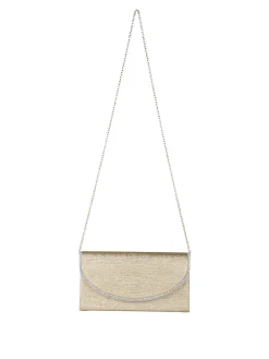 Solada Pochette donna glitter con profilo di strass - oro