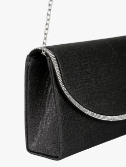 Solada Pochette donna glitter con profilo di strass - nero