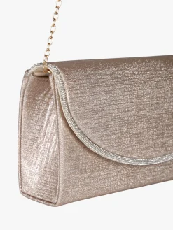 Solada Pochette donna glitter con profilo di strass - champagne