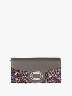 Solada Pochette gioiello da donna con paillettes - grigio scuro