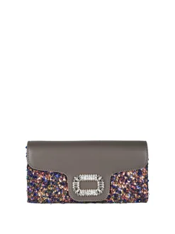Solada Pochette gioiello da donna con paillettes - grigio scuro