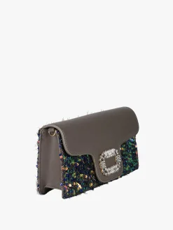 Solada Pochette gioiello da donna con paillettes - grigio scuro