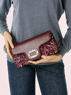 Solada Pochette gioiello da donna con paillettes - bordeaux