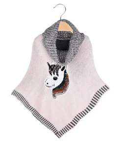 Solada Poncho da bambina in maglia con collo dolcevita