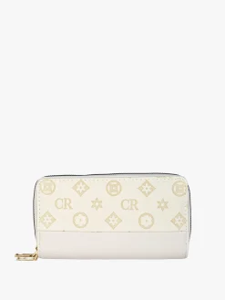 Solada Portafoglio da donna con stampa monogramma e doppia tasca - beige