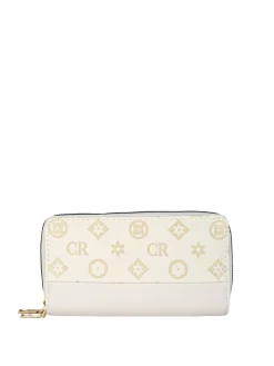 Solada Portafoglio da donna con stampa monogramma e doppia tasca - beige