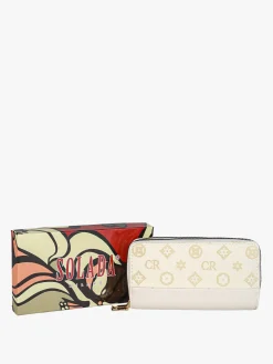 Solada Portafoglio da donna con stampa monogramma e doppia tasca - beige