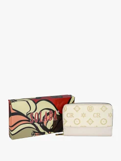 Solada Portafoglio da donna con stampa monogramma - beige
