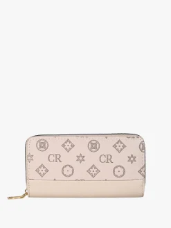 Solada Portafoglio donna con stampa monogramma e zip - khaki