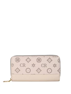 Solada Portafoglio donna con stampa monogramma e zip - khaki