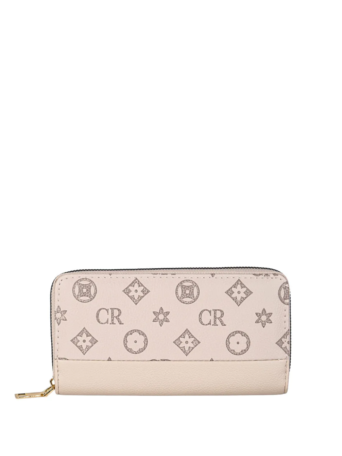 Solada Portafoglio donna con stampa monogramma e zip - khaki