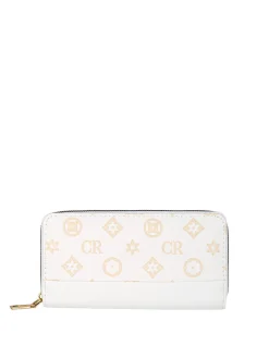 Solada Portafoglio donna con stampa monogramma e zip - bianco