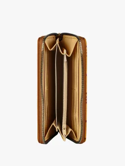 Solada Portafoglio donna con stampa monogramma e zip - cuoio