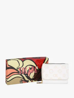 Solada Portafoglio mini da donna con stampa monogramma - bianco