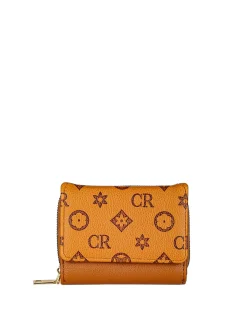 Solada Portafoglio mini da donna con stampa monogramma - cuoio