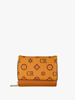 Solada Portafoglio mini da donna con stampa monogramma - cuoio
