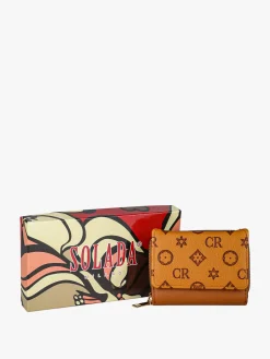 Solada Portafoglio mini da donna con stampa monogramma - cuoio