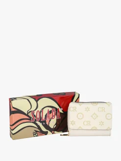 Solada Portafoglio mini da donna con stampa monogramma - beige