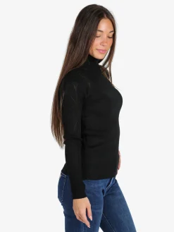 Solada Pullover dolcevita donna a costine - nero