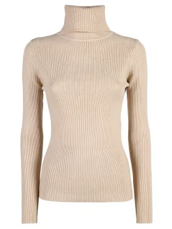 Solada Pullover dolcevita donna a costine - beige