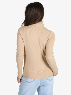 Solada Pullover dolcevita donna a costine - beige