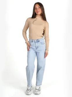 Solada Pullover dolcevita donna a costine - beige
